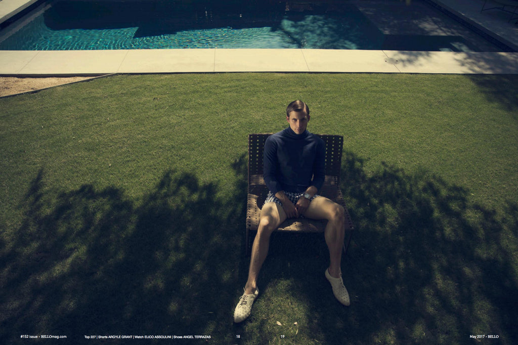 Justin Deeley for Bello Magazine wearing The Hoxton